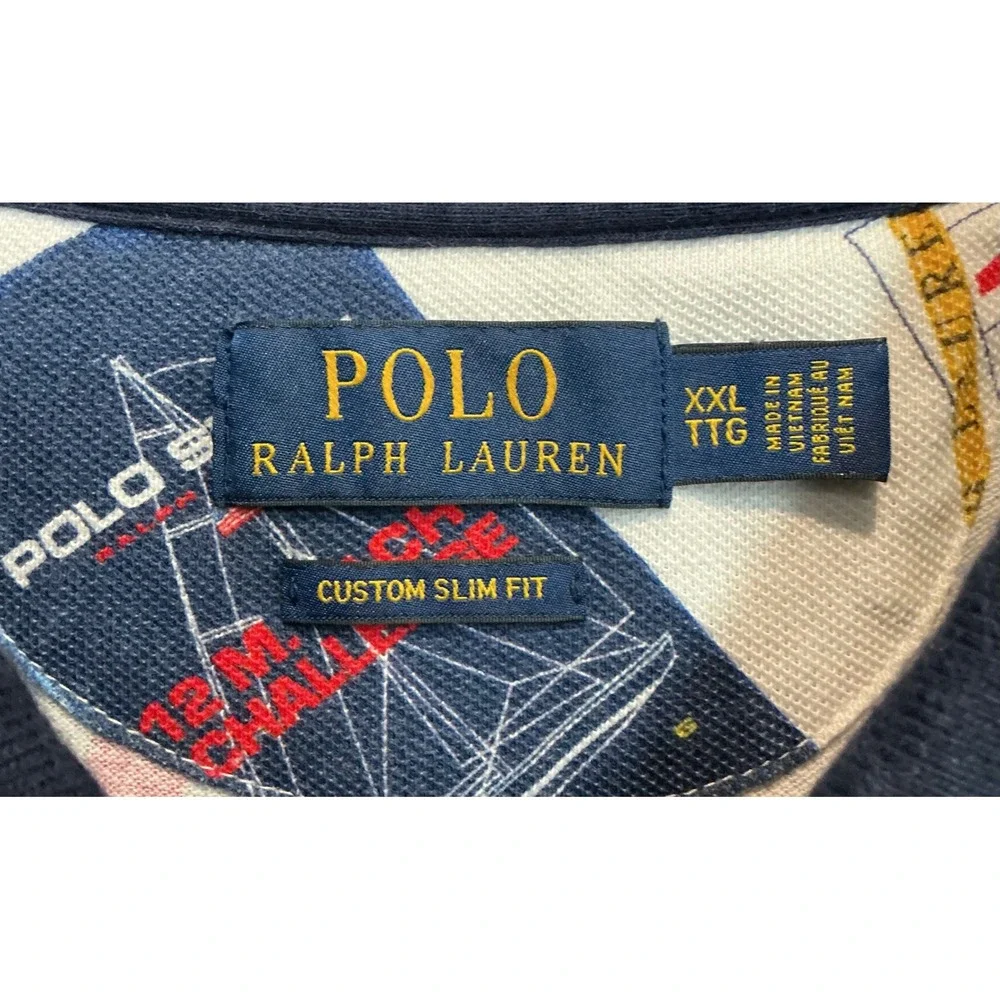 Ralph Lauren Polo Nautical Racing Print Boating Polo Shirt XXL